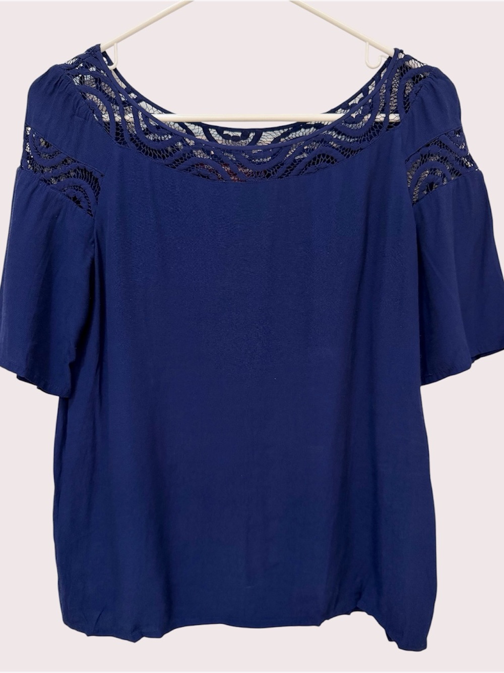Comptoir des Cotonniers Women's Navy Blouse with crochet details